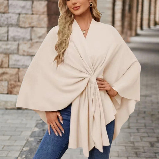 Veronika | Damen Oberteil im Cape-Stil mit Frontknoten