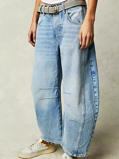 Gabriela | Damen Bedruckte Jeans mit Weitem Bein