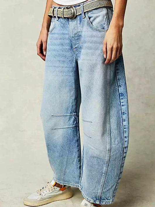 Gabriela | Damen Bedruckte Jeans mit Weitem Bein