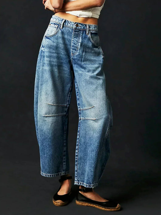 Gabriela | Damen Bedruckte Jeans mit Weitem Bein