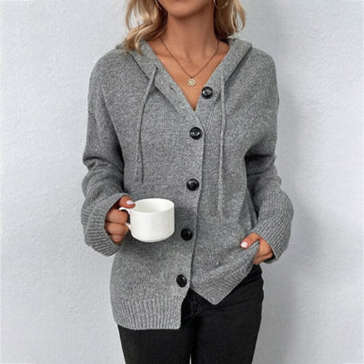 Gudrun | Damen Freizeit-Strickjacke mit Knopfleiste vorne
