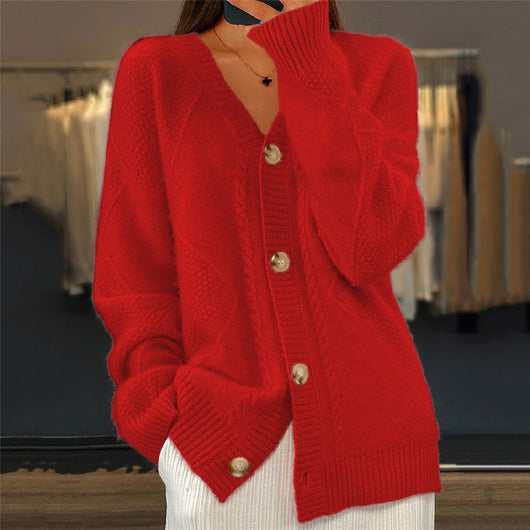 Claudia | Damen Gemütliche Strickjacke mit langen Ärmeln
