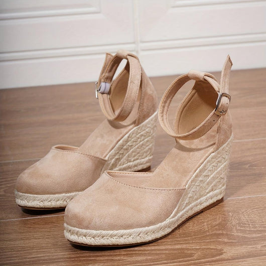 Anna | Damen Lässige Keilsandalen mit Knöchelschnalle