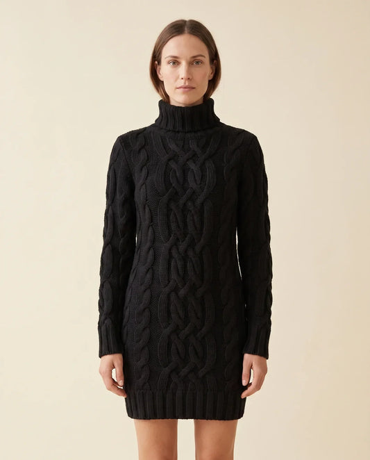 Cecily Strickkleid mit Rollkragen und Zopfmuster