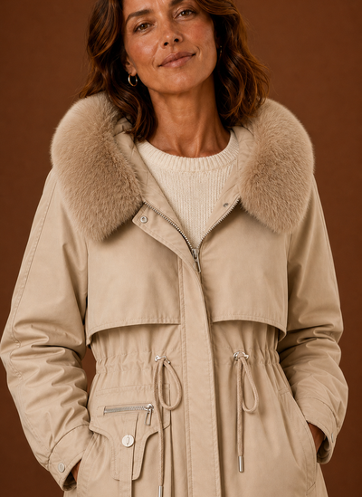 Damen Parka mit Kunstfellkapuze