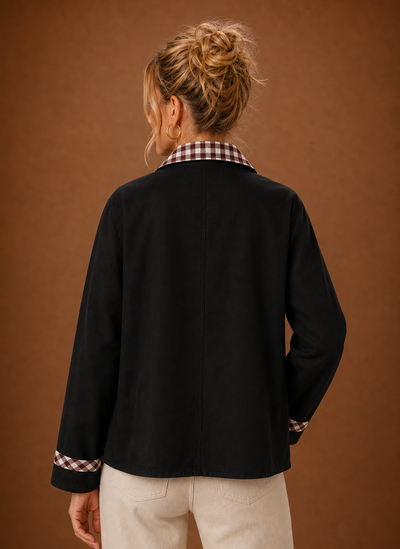 Damen Fieldjacke mit kariertem Kragen