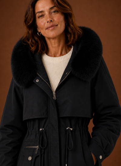 Damen Parka mit Kunstfellkapuze