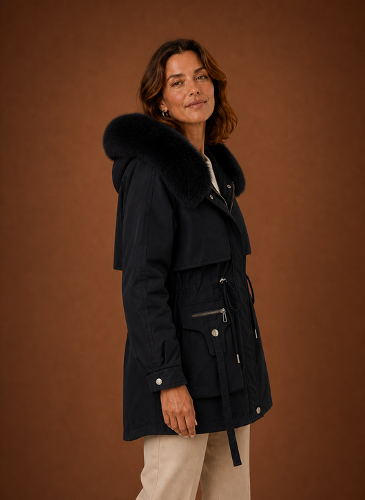 Damen Parka mit Kunstfellkapuze