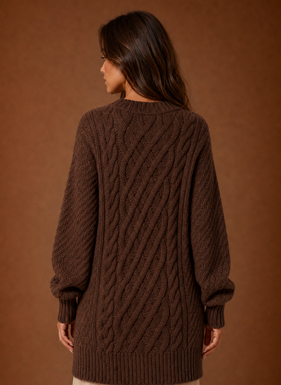 Damen Strickkleid mit Zopfmuster oversized