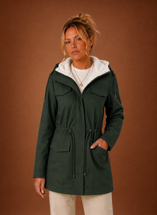 Damen Parka mit Kapuze und Fleecefutter