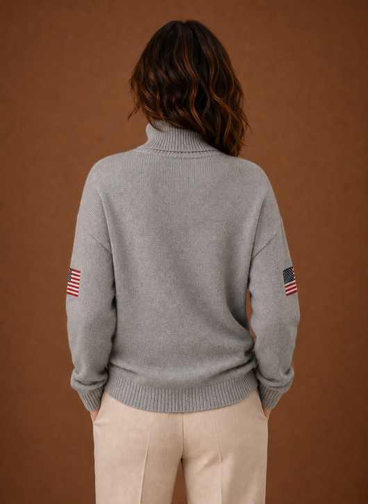 Damen Rollkragenpullover mit Flaggenmotiv