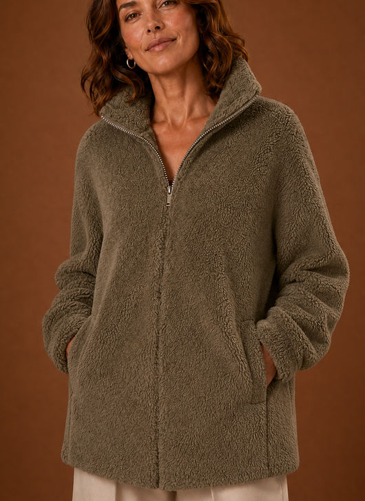 Damen Fleecejacke mit Stehkragen und Reißverschluss