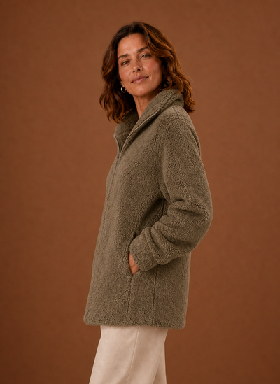 Damen Fleecejacke mit Stehkragen und Reißverschluss