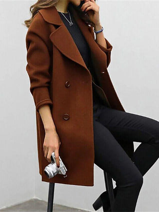 Anna | Damen Chic Klassischer Revers Wintermantel