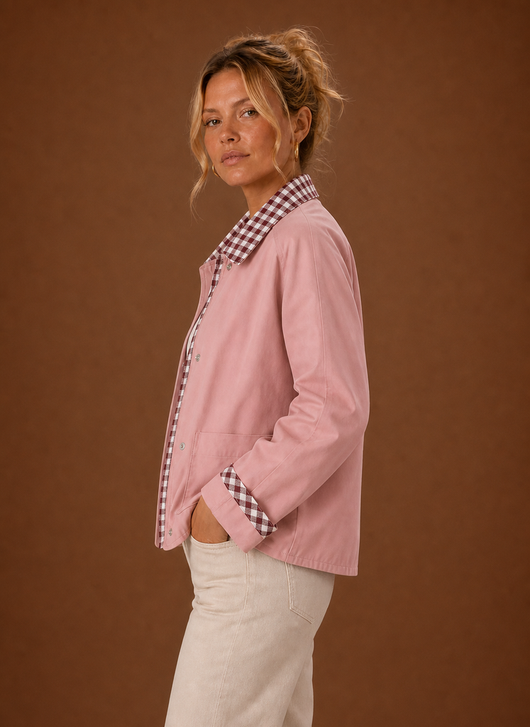 Damen Fieldjacke mit kariertem Kragen