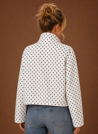 Damen Jacke mit Punktemuster und Tunnelzug