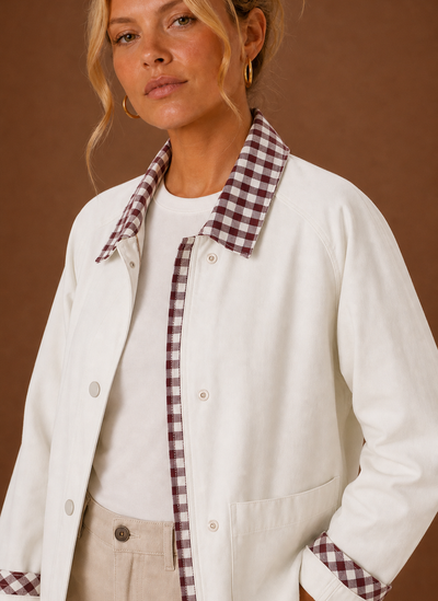 Damen Fieldjacke mit kariertem Kragen