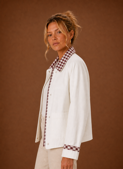 Damen Fieldjacke mit kariertem Kragen